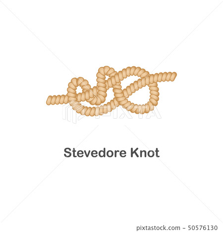 Type of nautical or marine node stevedore knot for rope. 50576130