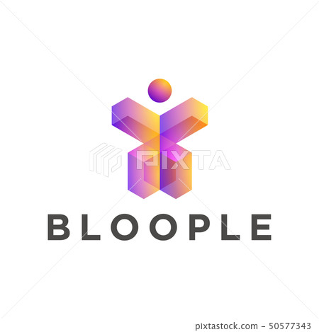 orange purple gradient colors, People geometric 3d 50577343