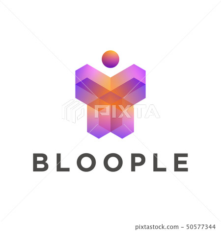 People geometric 3d shape logo template, orange People geometric 3d shape logo template, orange 50577344
