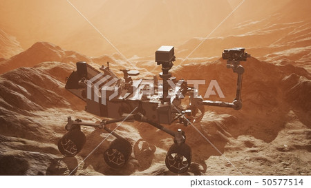 Curiosity Mars Rover exploring the surface of red Curiosity Mars Rover exploring the surface of red 50577514