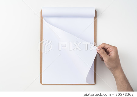 white flipped paper on clipboard isolated on white 50578362