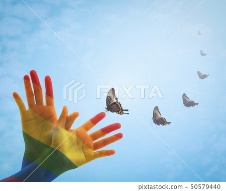 Zero discrimination day concept with rainbow flag Zero discrimination day concept with rainbow flag 50579440