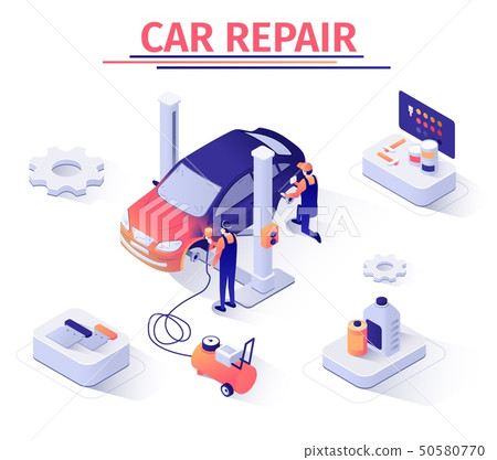 Isometric Banner with Car Repair Paint Centre 50580770