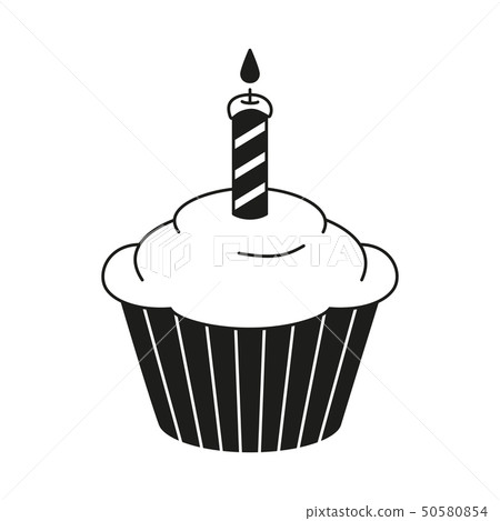 Black and white birthday cupcake Black and white birthday cupcake 50580854