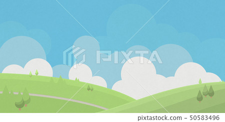 清爽的土藍色天空雲（日本紙的紡織品） 50583496