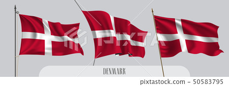 Set Of Denmark Waving Flag - Stock Illustration [50583795] - PIXTA