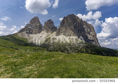 Wonderful summer view of Sassolungo . Dolomites. 50583968