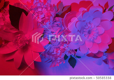 White paper flowers made of white paper on white White paper flowers made of white paper on white 50585338