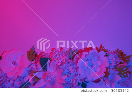 White paper flowers made of white paper on white White paper flowers made of white paper on white 50585342