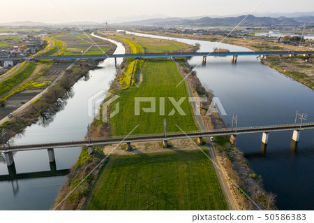 Watarosegawa and railroad tracks 50586383