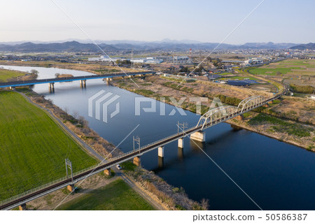 Watarosegawa and railroad tracks 50586387