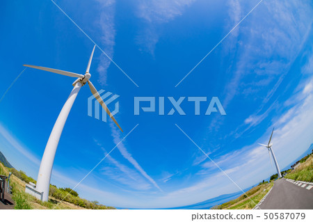 靜岡縣東伊豆鎮稻取東芝風力發電廠魚眼鏡頭 靜岡縣東伊豆鎮稻取東芝風力發電廠魚眼鏡頭 50587079