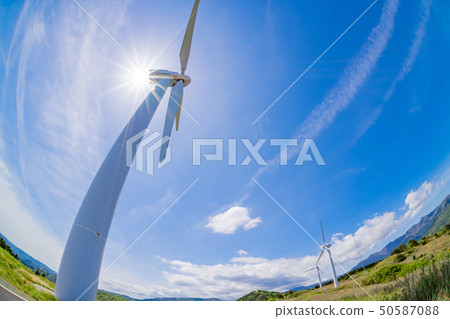 靜岡縣東伊豆鎮稻取東芝風力發電廠魚眼鏡頭 50587088