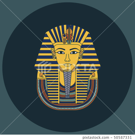 Colorful vector Burial Mask Illustration Egyptian golden pharaohs mask icon flat isolated on 50587331