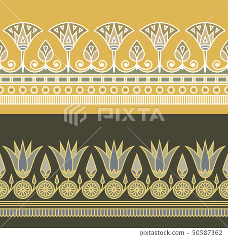 Seamless vector illustration of Egyptian national ornament with a lotus flower. Seamless vector illustration of Egyptian national ornament with a lotus flower. 50587362