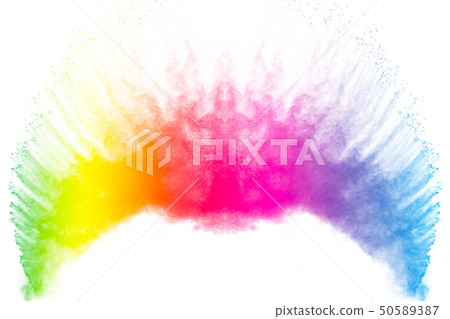 Colorful powder explosion on white Colorful powder explosion on white 50589387
