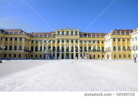 The front of Schonbrunn Palace in Vienna, a world heritage site The front of Schonbrunn Palace in Vienna, a world heritage site 50589720