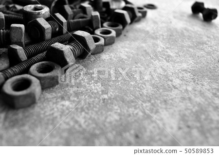 many rust steel on cement ground in black and 50589853