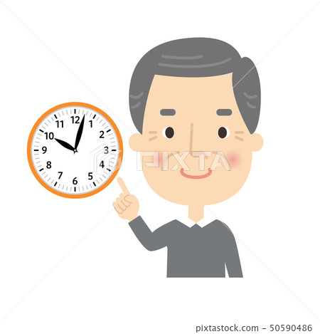 Male: Grandpa pointing finger check pose watch 50590486
