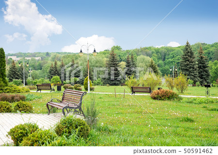 beautiful green park Theophania.Landscape. Popular tourist landmark.Big natural Feofaniya garden in 50591462