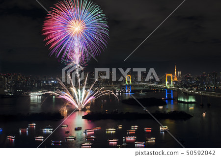 [Japan, Tokyo] Fireworks image of Odaiba 50592042