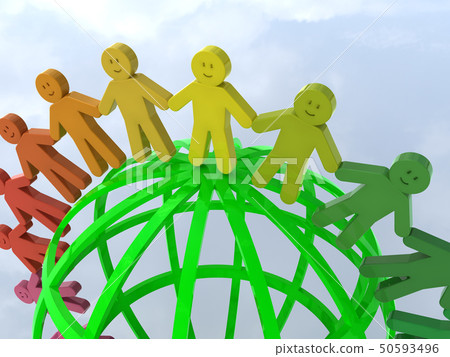 CG 3D illustration three-dimensional design icon mark human race smile circle 50593496