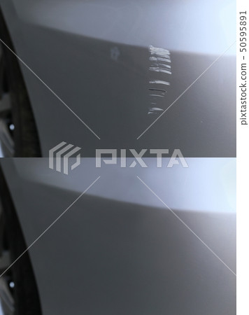 Repair of automobile bumper scratches before and after Repair of automobile bumper scratches before and after 50595891