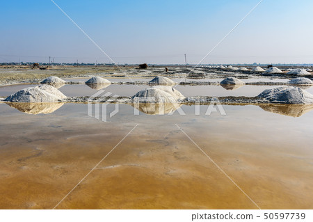 Heaps of salt on Sambhar Salt Lake. India Heaps of salt on Sambhar Salt Lake. India 50597739