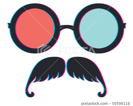 Anaglyph effect on glasses and moustache Anaglyph effect on glasses and moustache 50598118