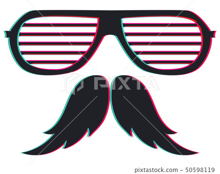 Anaglyph effect on glasses and moustache 50598119
