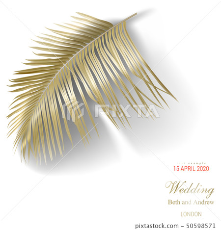 Tropical golden palm leaves on white background - Stock Illustration ...