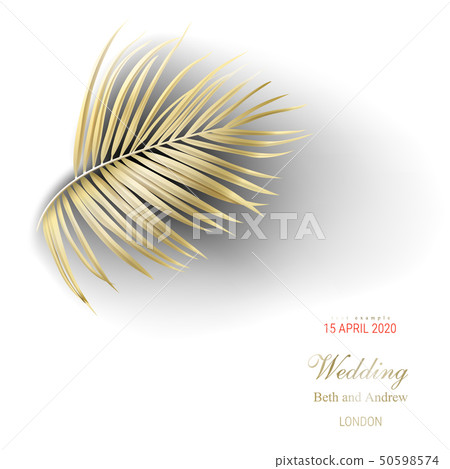 Tropical golden palm leaves on white background - Stock Illustration ...
