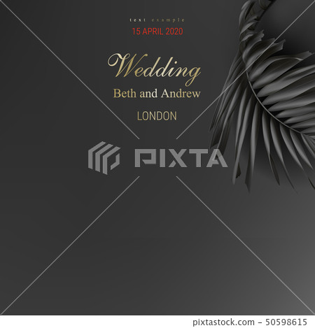 Tropical black palm leaves on dark background Tropical black palm leaves on dark background 50598615