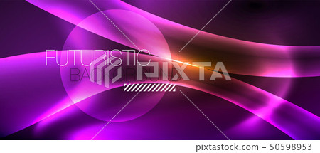 Neon color wave lines abstract background, magic techno futuristic light 50598953