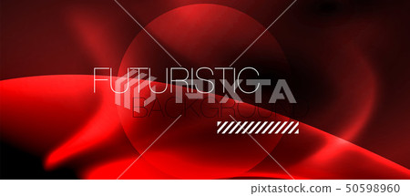 Dark background with neon color waves, vector template 50598960