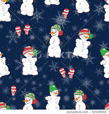 Seamless Christmas pattern cartoon style with - Stock Illustration ...