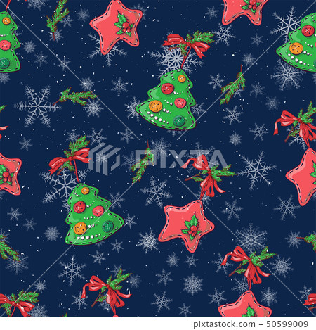 Seamless Christmas pattern cartoon style with - Stock Illustration ...