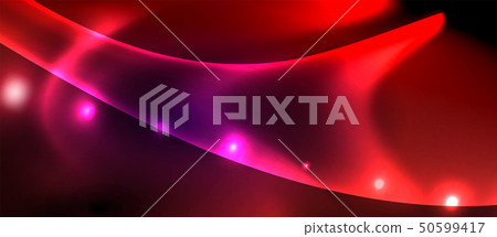 Glossy glowing neon light wave background 50599417