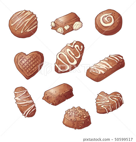 Set Chocolate candies. Vector illustration Hand 50599517