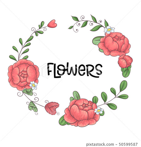 A wreath of peonies hand-drawing. Vector A wreath of peonies hand-drawing. Vector 50599587