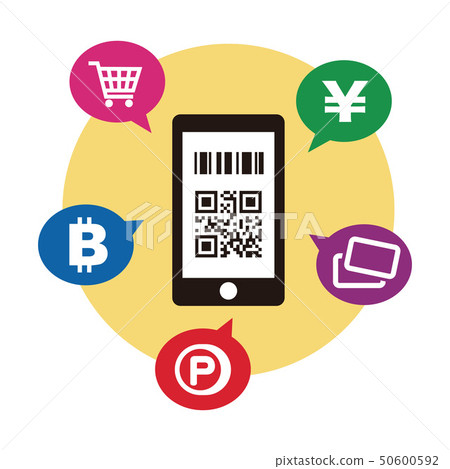Cashless, smartphone payment image illustration 50600592