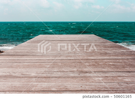 Wooden old bridge, pier, pier in the sea, ocean. 50601165