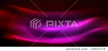 Neon glowing techno lines, hi-tech futuristic abstract background template with square shapes 50601574