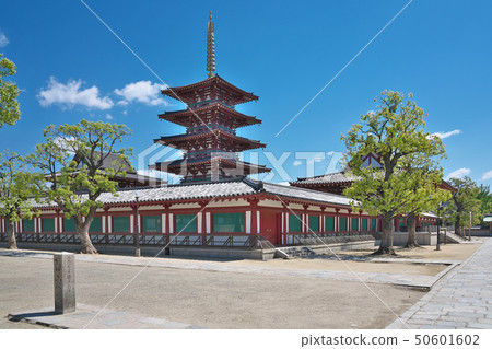 四天王寺四塔 大阪市大阪市天王寺區四天王寺1 照片素材 圖片 圖庫