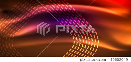 Glowing shiny neon squares abstract background, techno modern template 50602049