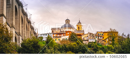 Ariccia bridge and village skyline panoramic horizontal rome suburb in Lazio on Castelli Romani Ariccia bridge and village skyline panoramic horizontal rome suburb in Lazio on Castelli Romani 50602085