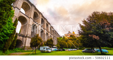 Ariccia panoramic bridge horizontal from Bernini parking  - Rome suburb in Lazio - Italy  50602111