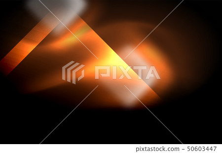 Neon square and line lights on dark background with blurred effects 50603447