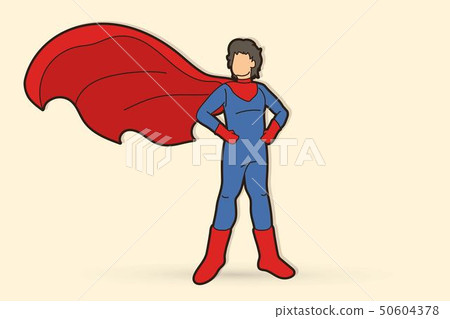 Super Hero Man standing with costume cartoon  50604378