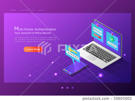 Isometric web banner two steps verification system 50605003